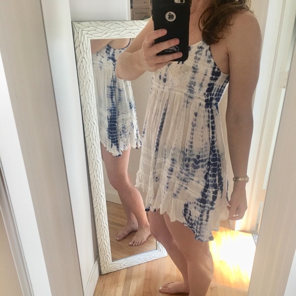Blue and white beach dress. Baby doll - Picture 6 of 8
